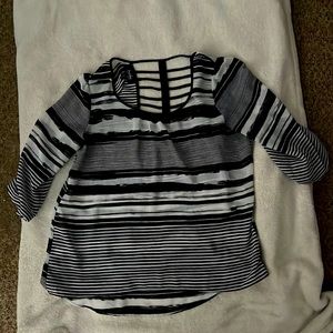 Womens size XL sheer black and white striped top. Excellent condition!